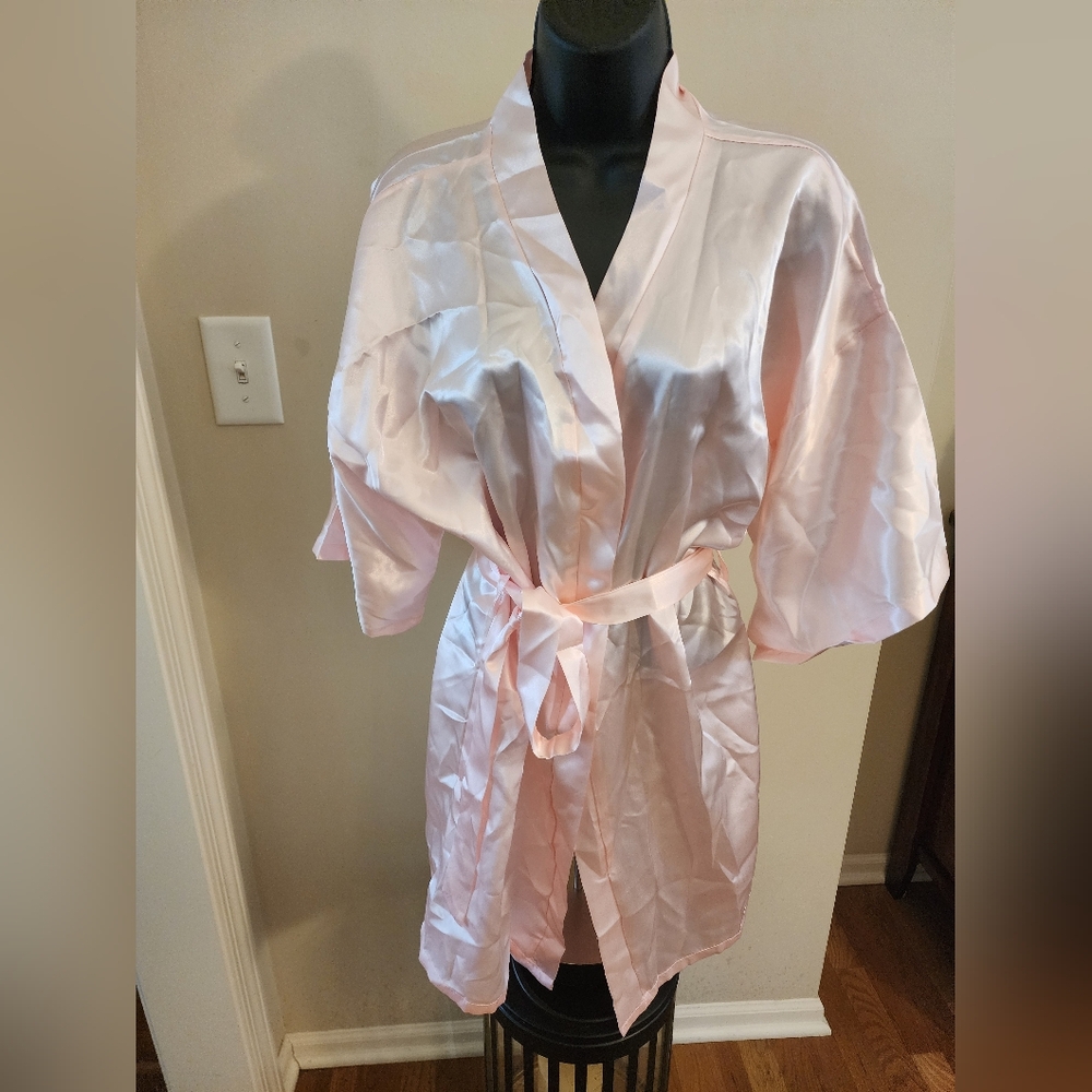 AA - "BRIDESMAID" Elegant Pink Satin Robe